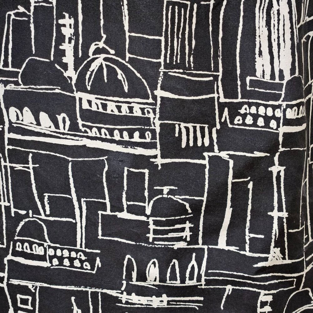 Grace Elements Skirt Womens Sz 8P Black White Silk Abstract Architecture Print - Picture 3 of 7